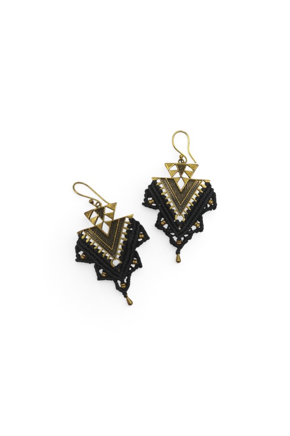 Pendientes Boho Macramé Bronce Geométrico