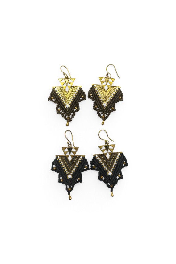 Pendientes Boho Macramé Bronce Geométrico