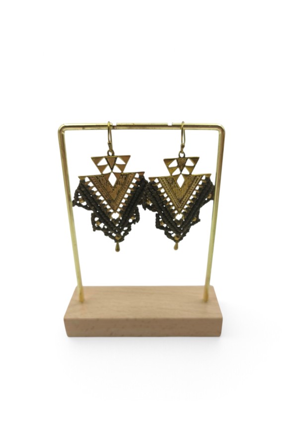 Pendientes Boho Macramé Bronce Geométrico