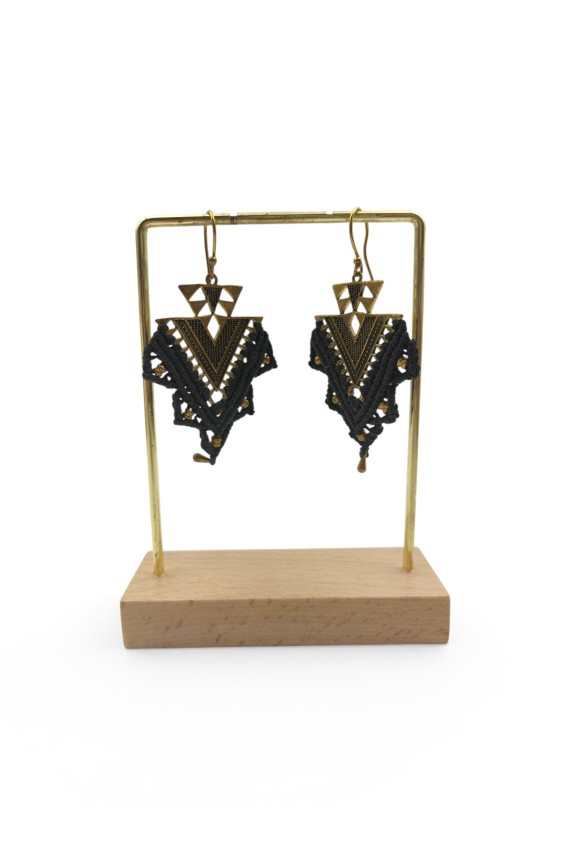 Pendientes Boho Macramé Bronce Geométrico