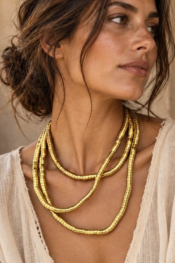 Collar multiposición dorado de estilo étnico boho