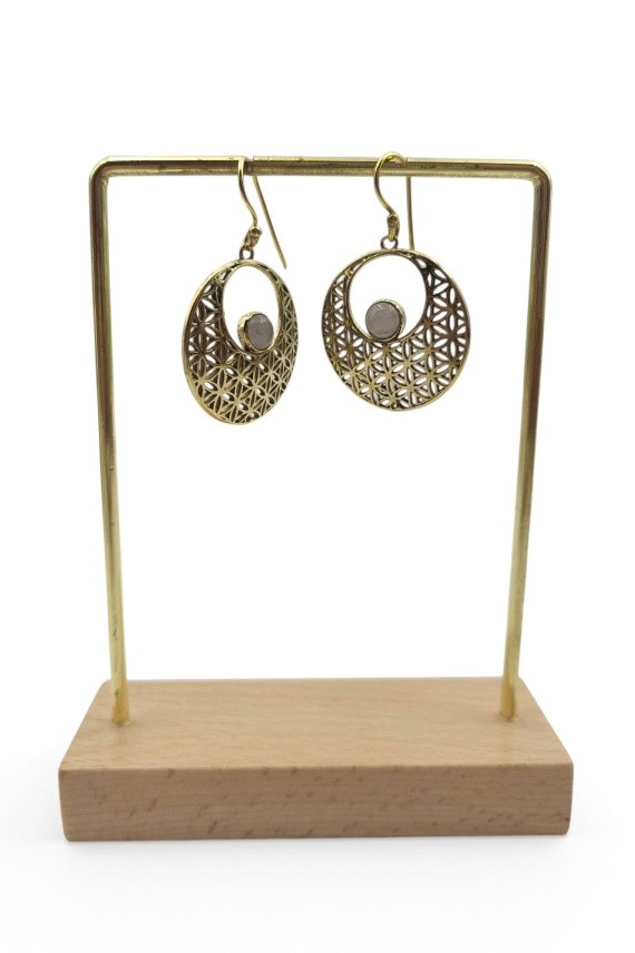 Pendientes Dorados Flor de la Vida con Piedra Natural