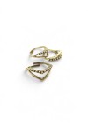 Anillo dorado ajustable con diseño doble V geométrica y pequeñas bolitas decorativas, joya de estilo boho chic Samarkanda.