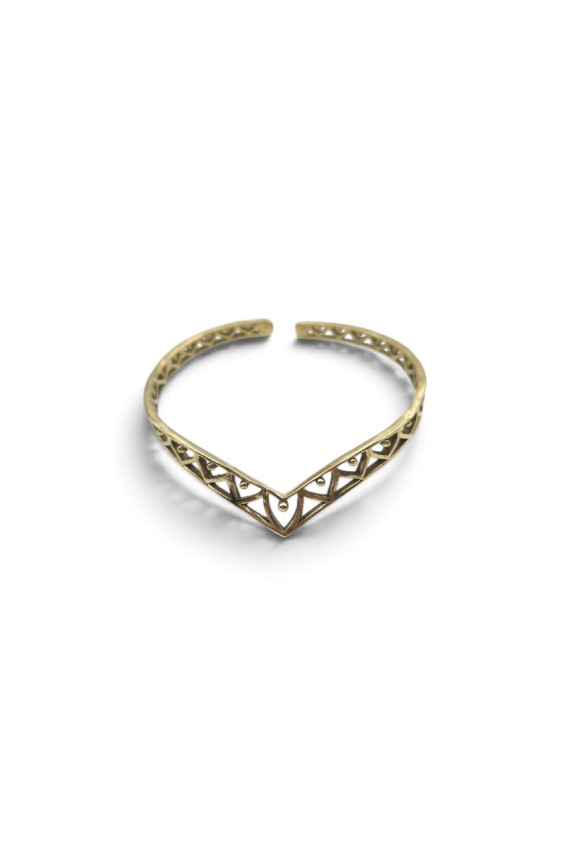 Pulsera rígida calada Uve dorado antiguo