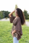 Blusa Boho de Seda Marrón Estampada