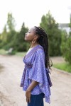 Blusa Boho de Seda Marrón Estampada