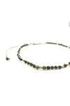Collar de ágata musgo con piedras verdes facetadas, cuentas doradas y cierre de nudo corredizo, Samarkanda.