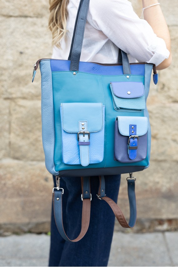 Bolso Mochila Ellie de piel reciclada y ecofriendly, diseño artesanal hecho a mano por Soruka x Samarkanda