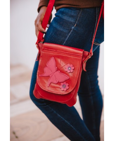 Bolso cuero rojo Chó Hana