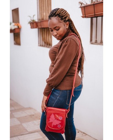 Bolso cuero rojo Chó Hana