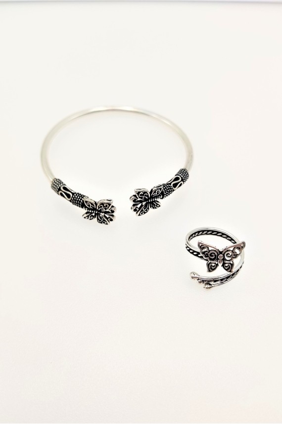 Pulsera aro plata Mariposas
