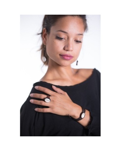 Anillo Cuero Nature Cauri Africana