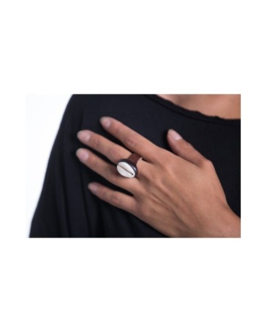 Anillo Cuero Nature Cauri Africana