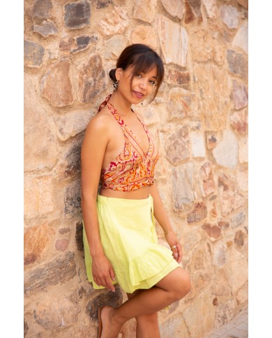 Falda lino corta volantes Falda lino corta volantes