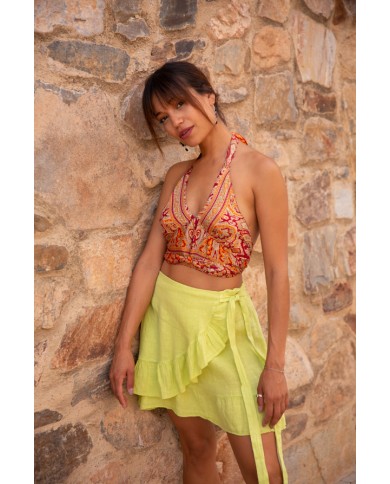 Falda lino corta volantes Falda lino corta volantes