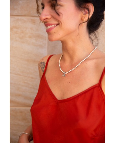 Collar macramé Chuva plata