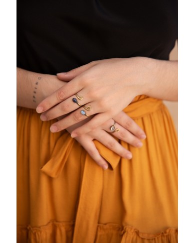 Anillo Dorado Midi Looking Piedra Natural