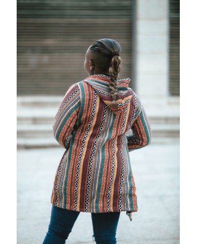 Chaqueta polar larga chevrons multicolor