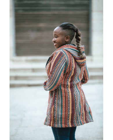 Chaqueta polar larga chevrons multicolor