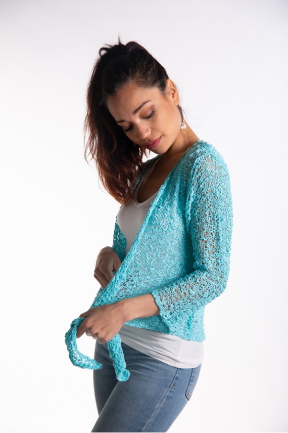 Chaqueta punto en manga larga de redecilla.