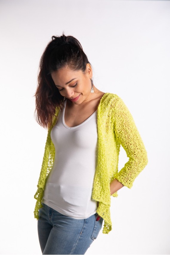 Chaqueta punto en manga larga de redecilla.