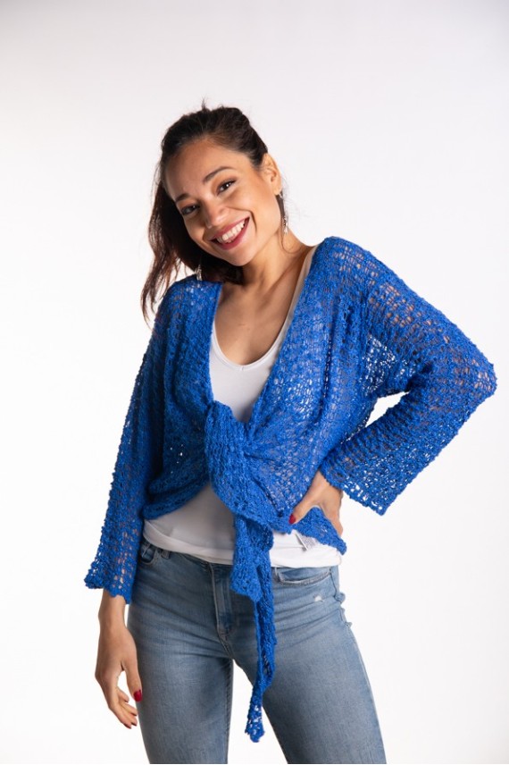 Chaqueta punto en manga larga de redecilla.