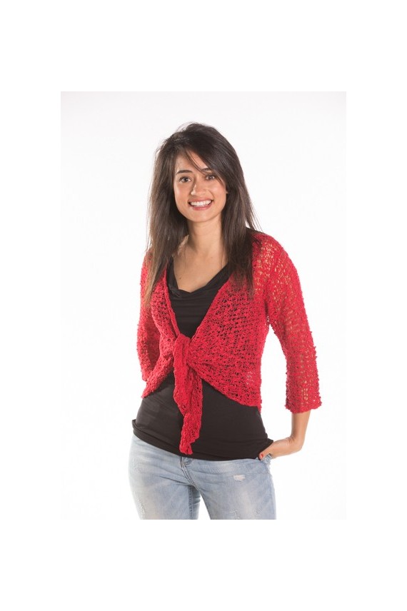 Chaqueta punto en manga larga de redecilla.