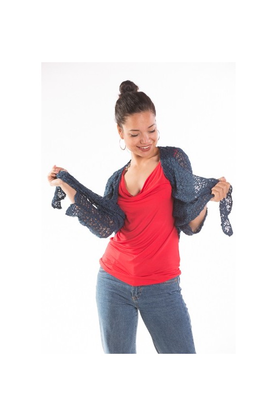 Chaqueta punto en manga larga de redecilla.